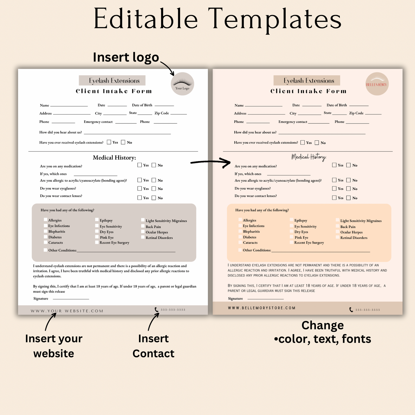 Eyelash Extension Client Forms