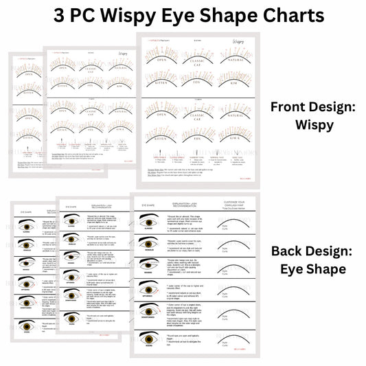 3 PC Wispy Eye Shape Lash Map Charts